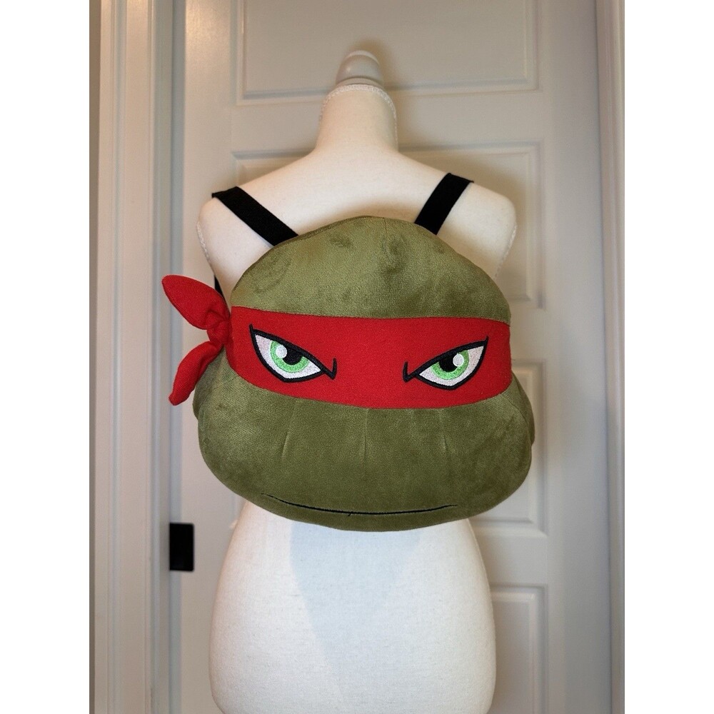 Nickelodeon TMNT Teenage Mutant Ninja Turtles Raphael Plush Head Backpack Y2K